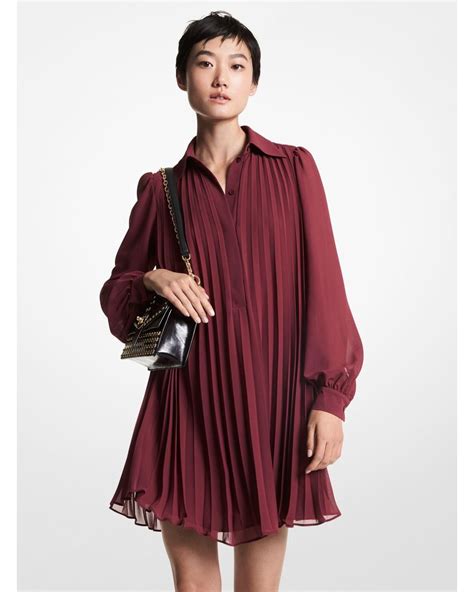 Pleated Georgette Shirtdress 